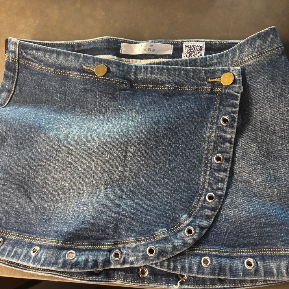 Denim Micro Wrap Skirt